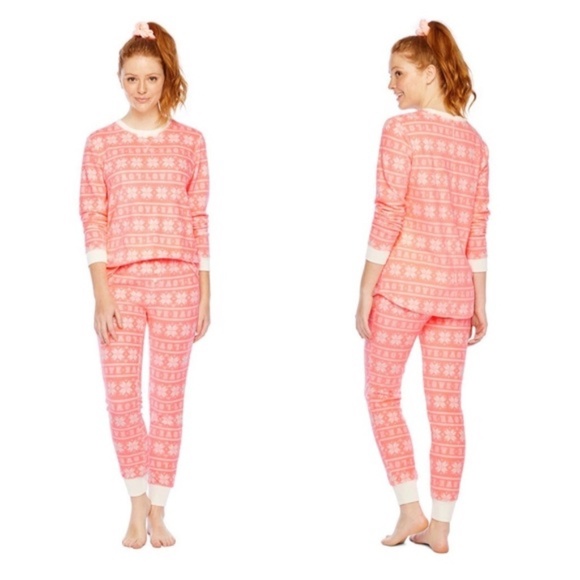 New Womens 2 Piece Pajamas PJ Set with Matching Hair Scrunchie - Picture 1 of 12